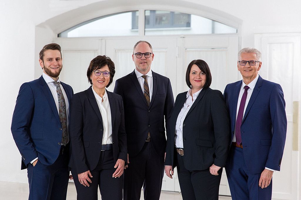 v.l.n.r.: Alexander Geiger (Geschäftsführender Gesellschafter), Claudia Conrad (Geschäftsführerin), Thomas Braun (Geschäftsführer), Judith Lill (Geschäftsführerin), Ulrich Geiger (Geschäftsführender Gesellschafter)